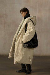 Hooded Wrap Long Puffer Coat