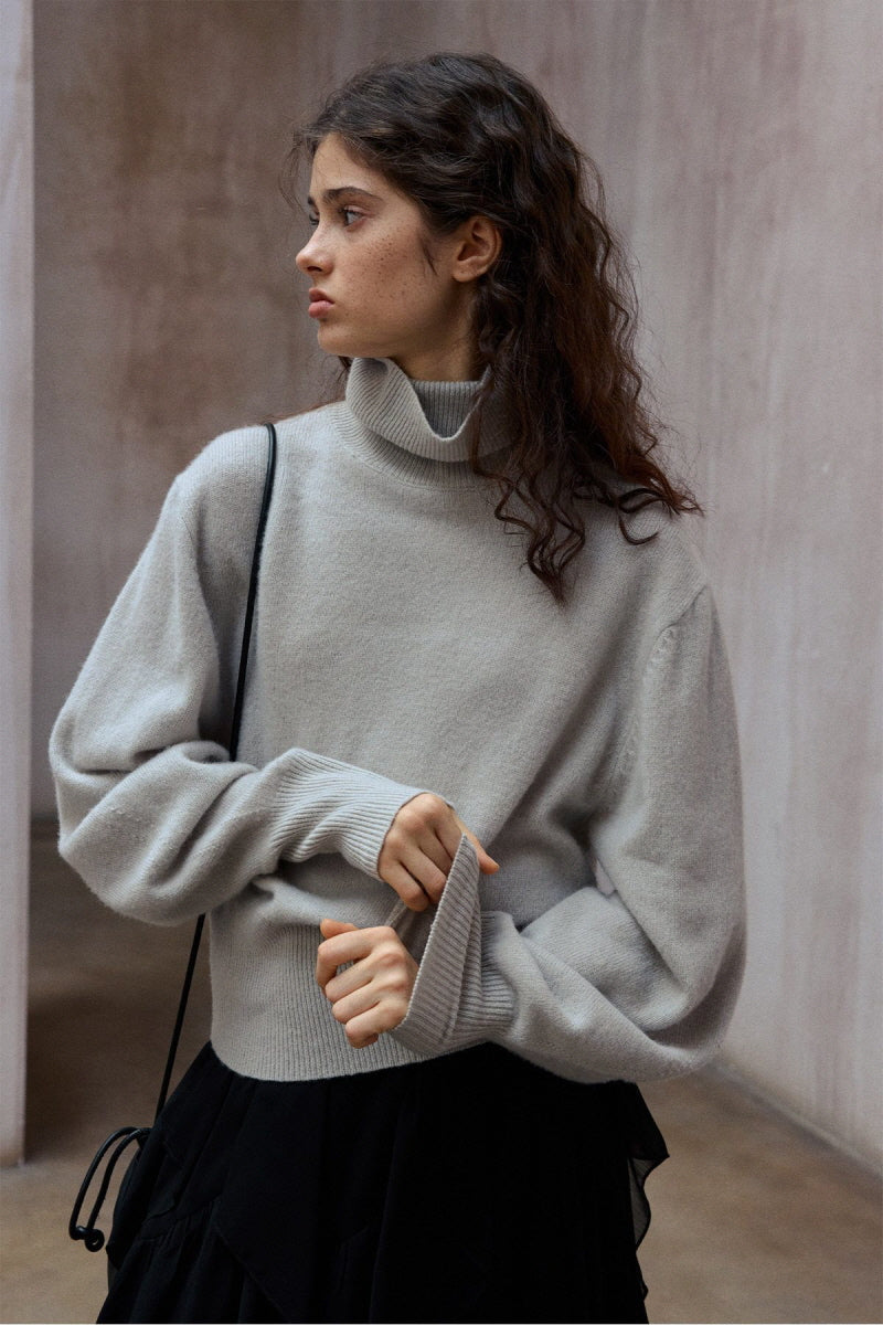 Relaxed Batwing Turtleneck Sweater