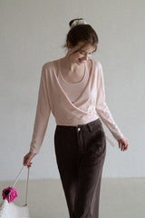Lace-Up V-Neck Two-Piece Knit Top