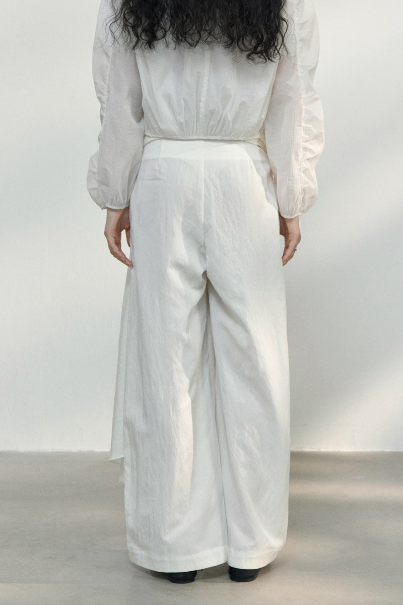 Lace-Up Wide-Leg Slacks