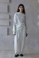 Pleated Wide-Leg Slacks