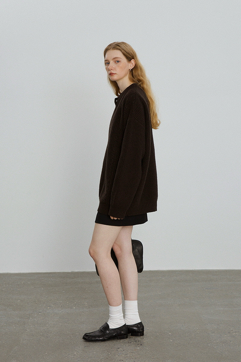 Henry Collar Cable Pullover Sweater