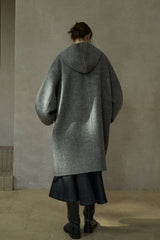 Hooded Scimitar-Sleeve Reversible Coat