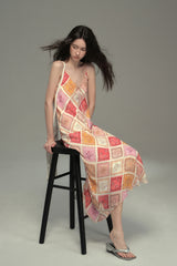 Bias-Cut Bohemian Pattern Slip Dress