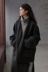 Long Scarf-Collar Two-Piece Reversible Jacket