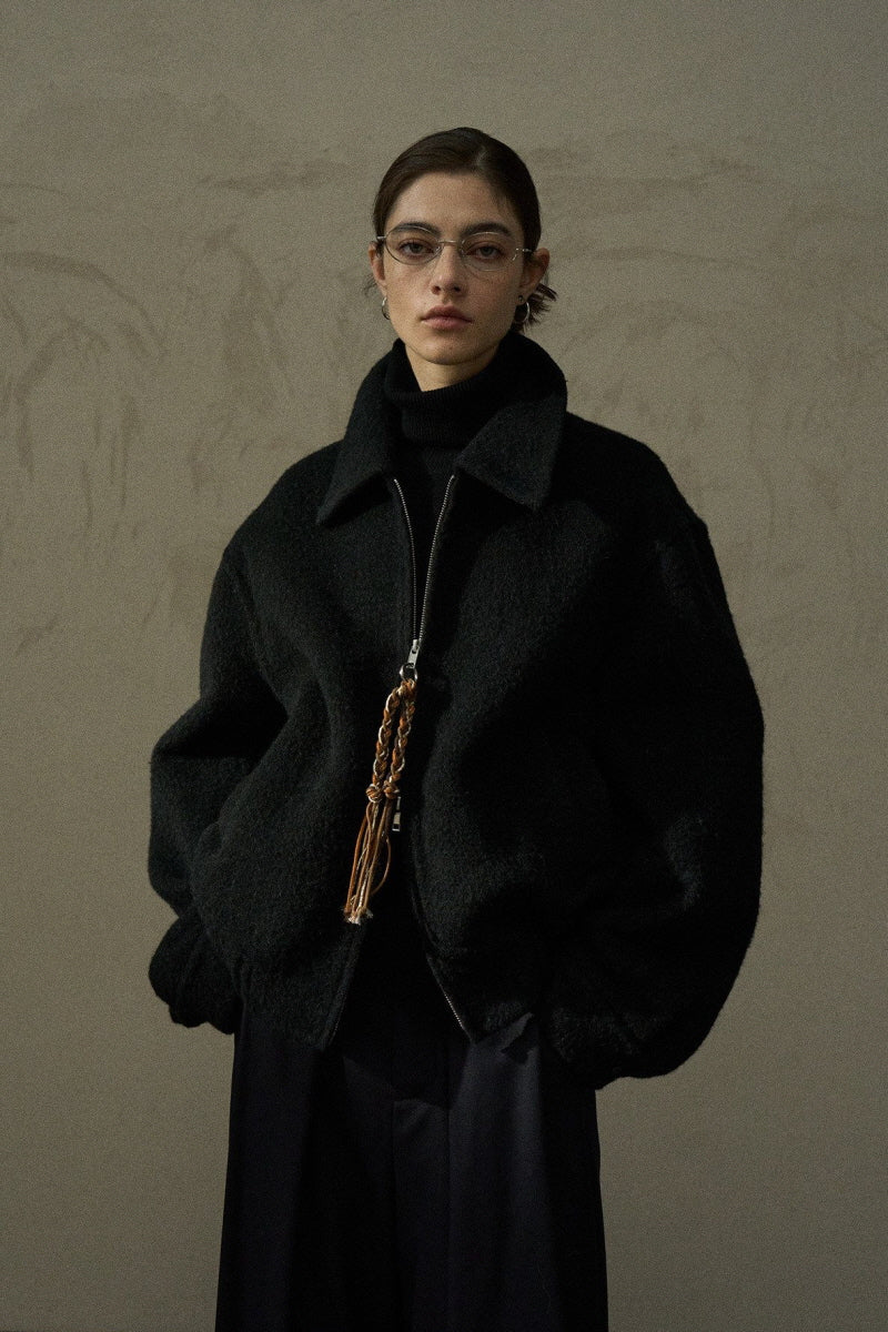 Loose Lapel Tweed Jacket