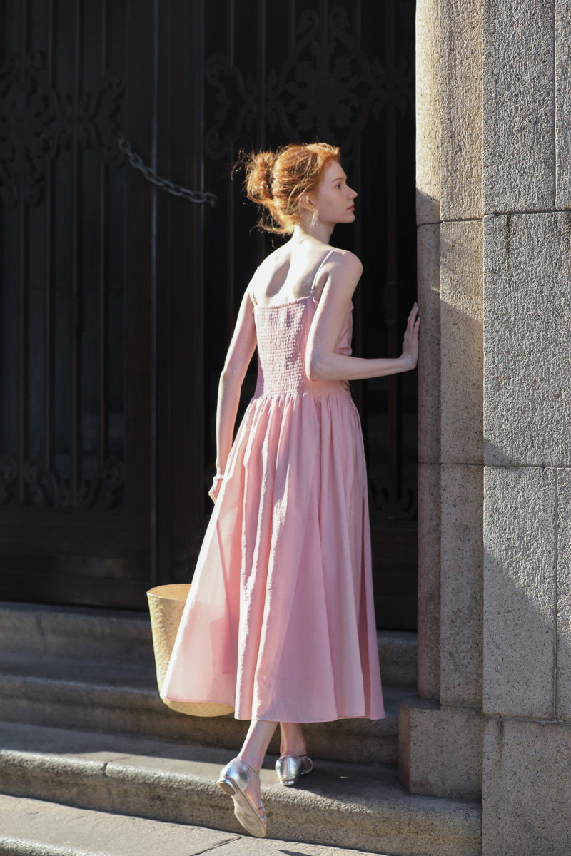 Shirred Cinched Waist Slip Dress