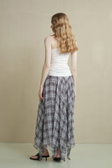 Slanted Shoulder Swing-Neck Vest Top