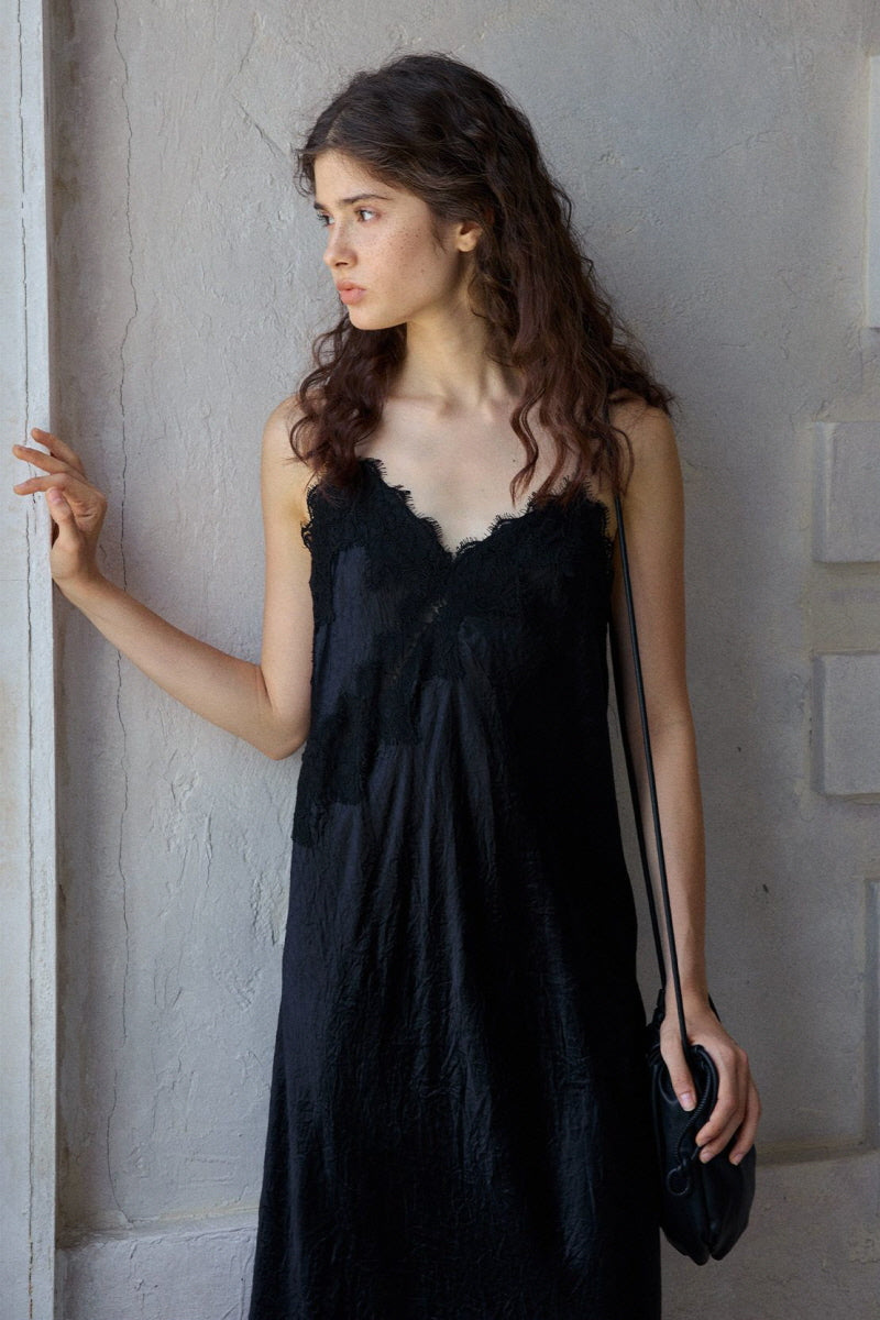 Wrinkled Lace Camisole Dress