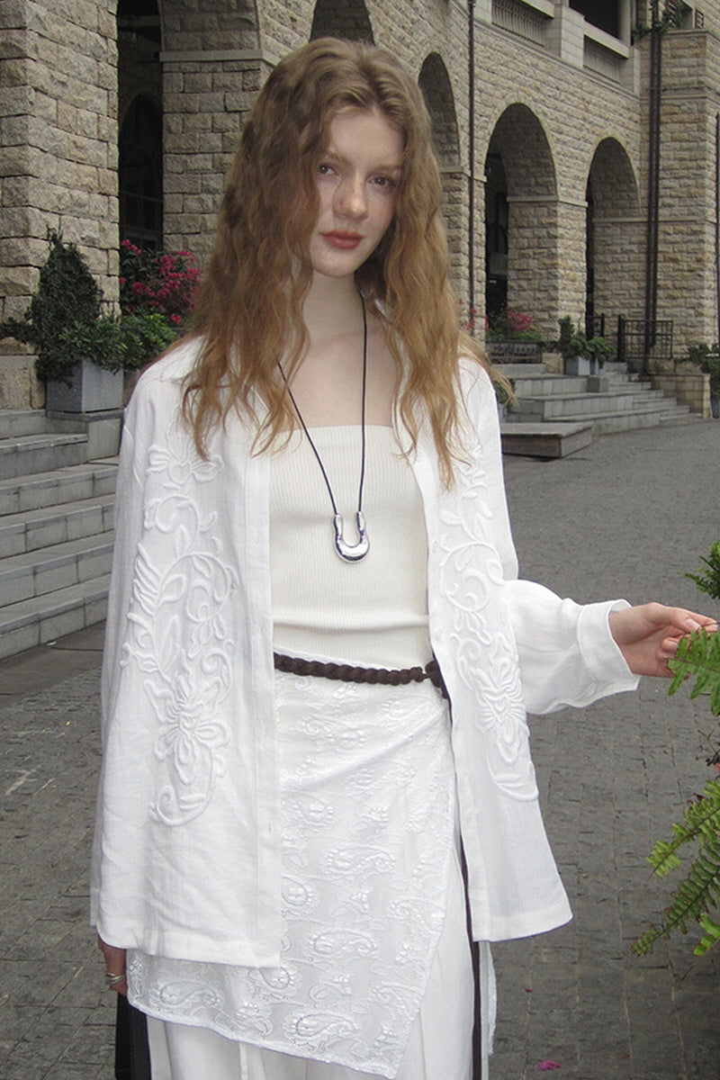 Vintage Loose Fit Embroidered Shirt