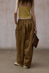 Drawstring Low-Waist Paratrooper Pants