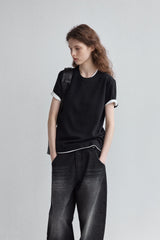 Round Neck Flutter Sleeve T-Shirt