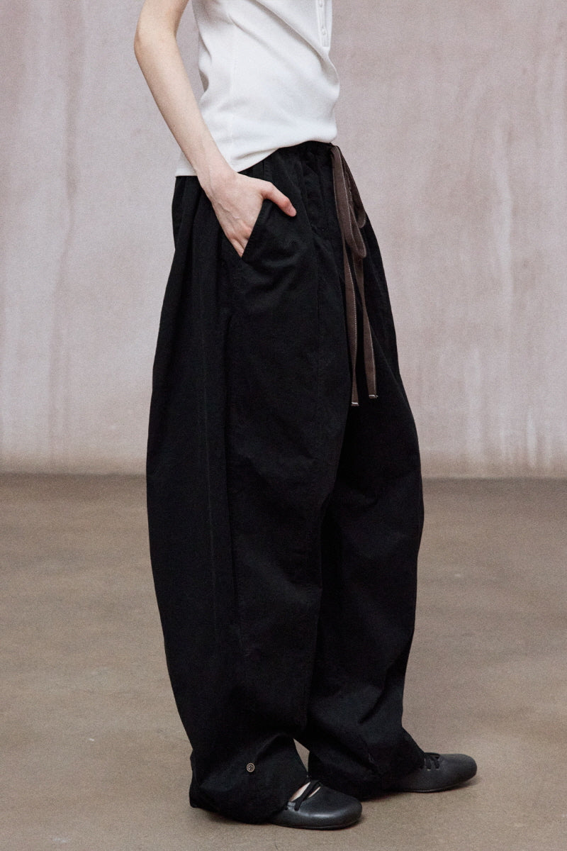 Drawstring Low-Waist Paratrooper Pants