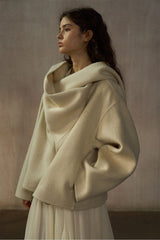 Asymmetric Scarf Collar Reversible Jacket