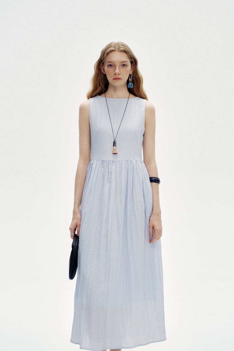 Three-Dimensional Pleated Sleeveless Dress