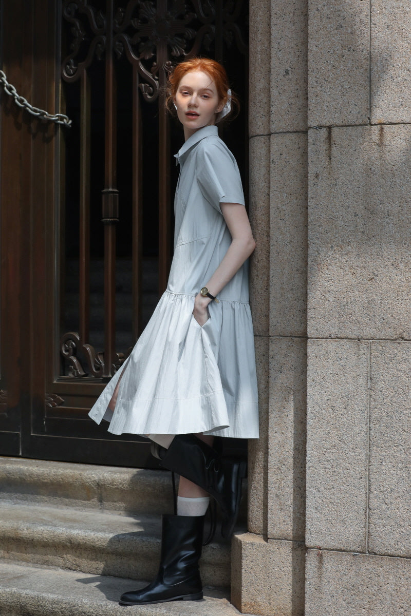 Deconstructed Short-Sleeved Shirt Dress