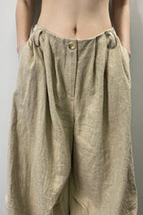 Side-Pleated Loose Wide-Leg Pants