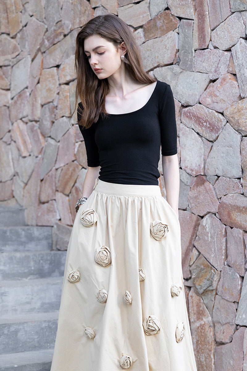 Off-Shoulder Slim Knit Top