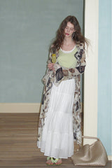 Tiered Pleated Sheer Maxi Skirt