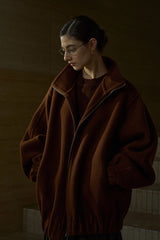 Stand-Up Collar Dropped-Shoulder Reversible Coat