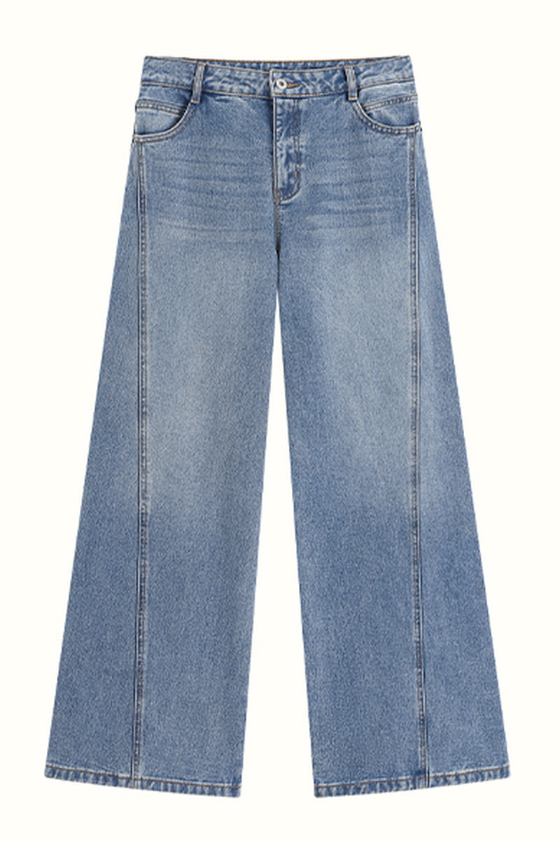 Korean High Waist Wide-Leg Jeans