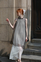 Halterneck Tie A-Line Dress