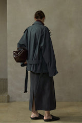 Loose Double-Breasted Short Trench Coat