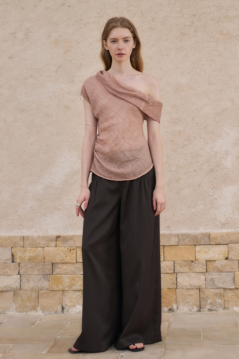 Asymmetrical Pinched-Pleat Lapel Vest