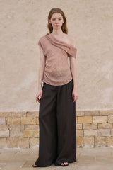 Asymmetrical Pinched-Pleat Lapel Vest