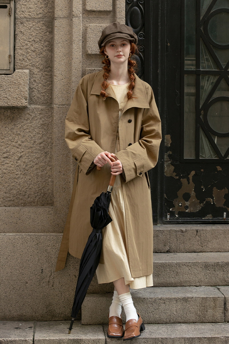 Lace-Up Loose Trench Coat Jacket