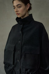 Stand-Up Collar Drawstring Short Jacket