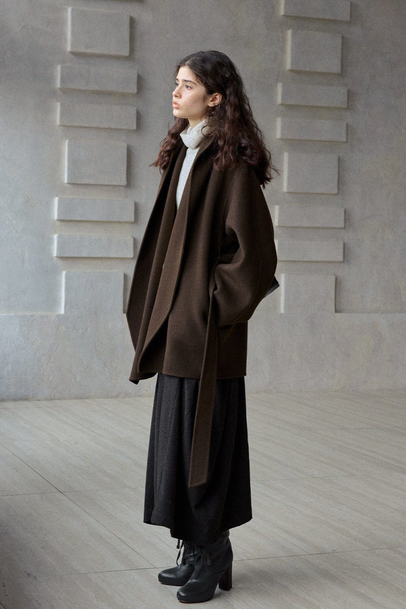 One-Hand Reversible Hooded Long Coat