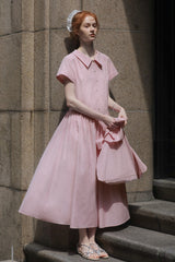 Striped Short Sleeve Waist Dress