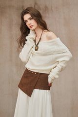 One-Shoulder Lapel Sweater