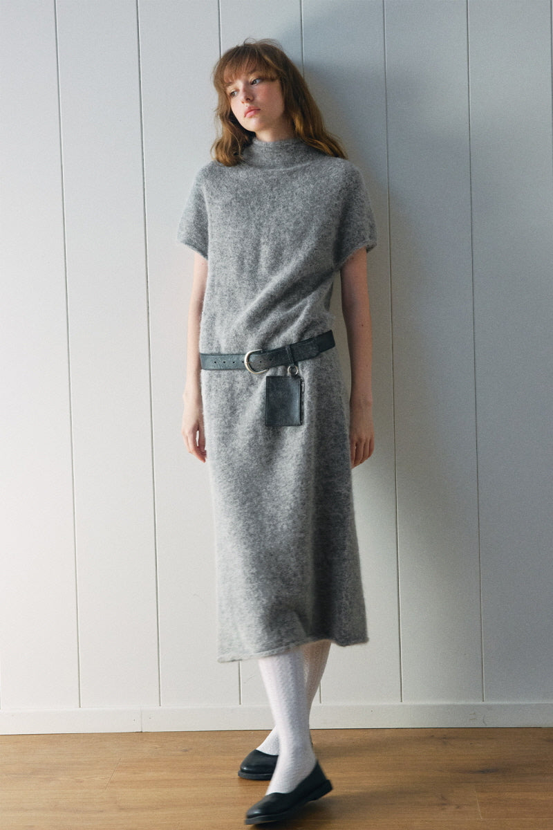 Semi-High Neck Slim Long Seamless Maxi Dress