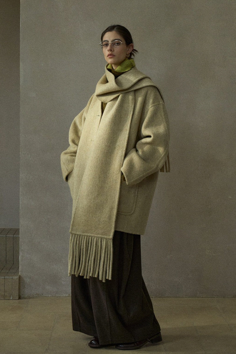 Reversible Tassel-Scarf Duffle Jacket