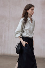 Lace-Up Pullover Bat Sleeve Shirt