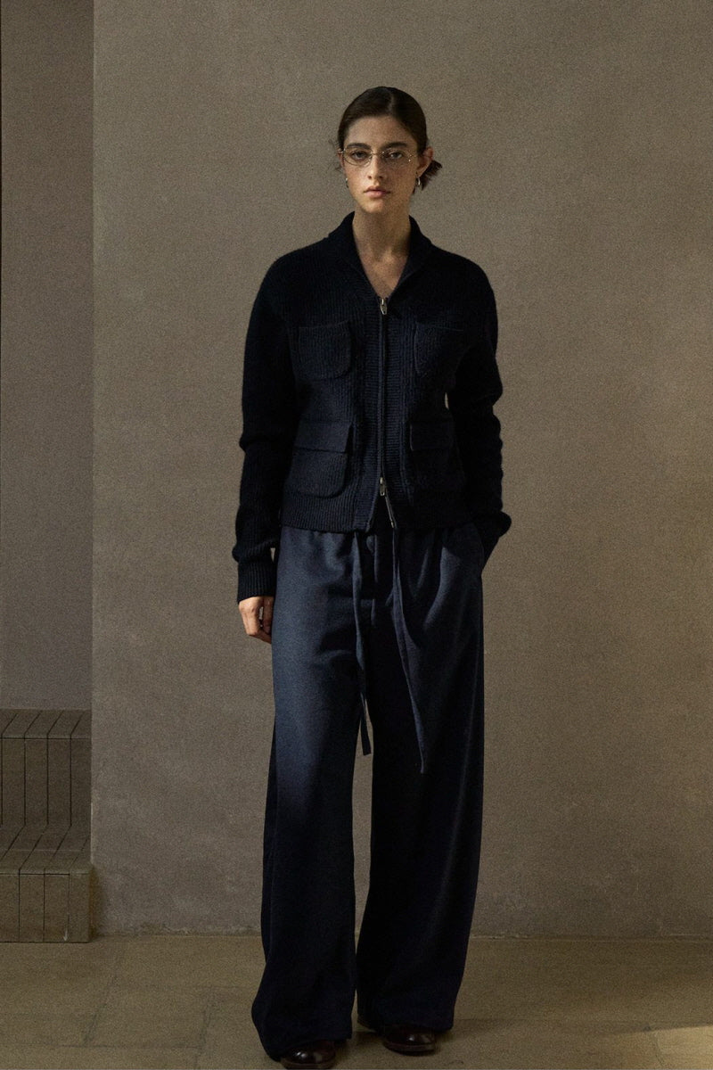 Four-Pocket Ribbed Cardigan