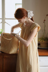 Small Fly Sleeve Lace-Up Loose Dress