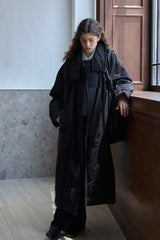 Double-Breasted Padded Long Coat