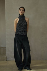 Spotted Turtleneck Knit Vest