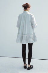 Sheer Pleated Midi Cardigan Dress