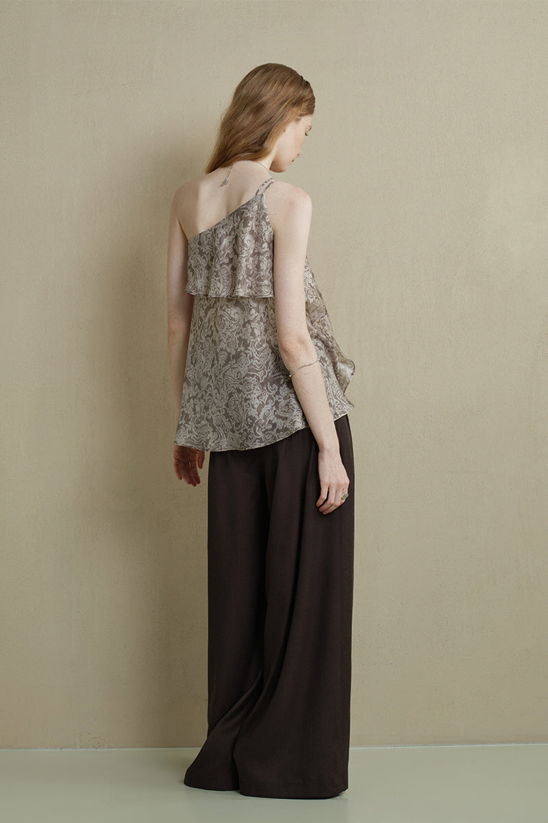 Irregular Strap Ruffle Top
