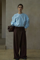 Diagonal Placket Lace-Up Slacks