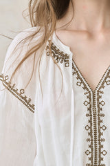 Contrast Embroidery Maxi Dress