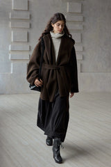 One-Hand Reversible Hooded Long Coat