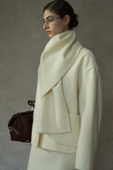 Scarf Collar Reversible Tweed Jacket