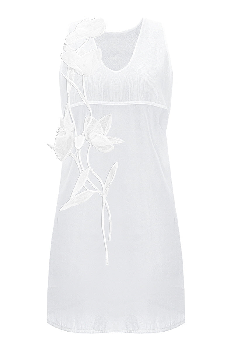 Vintage 3D Flower U-Neck Top