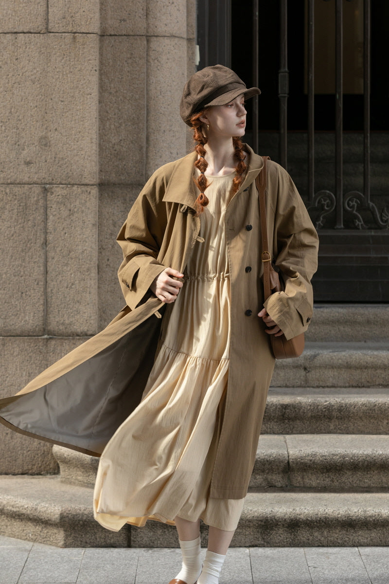 Lace-Up Loose Trench Coat Jacket