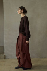 Three D-Pleated Fold-Top Wide-Leg Pants